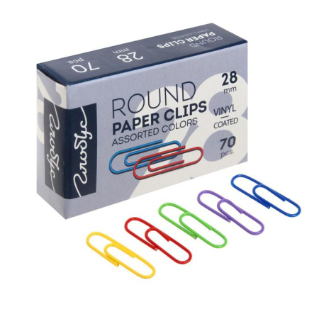 скрепки 28мм цветные 70шт
